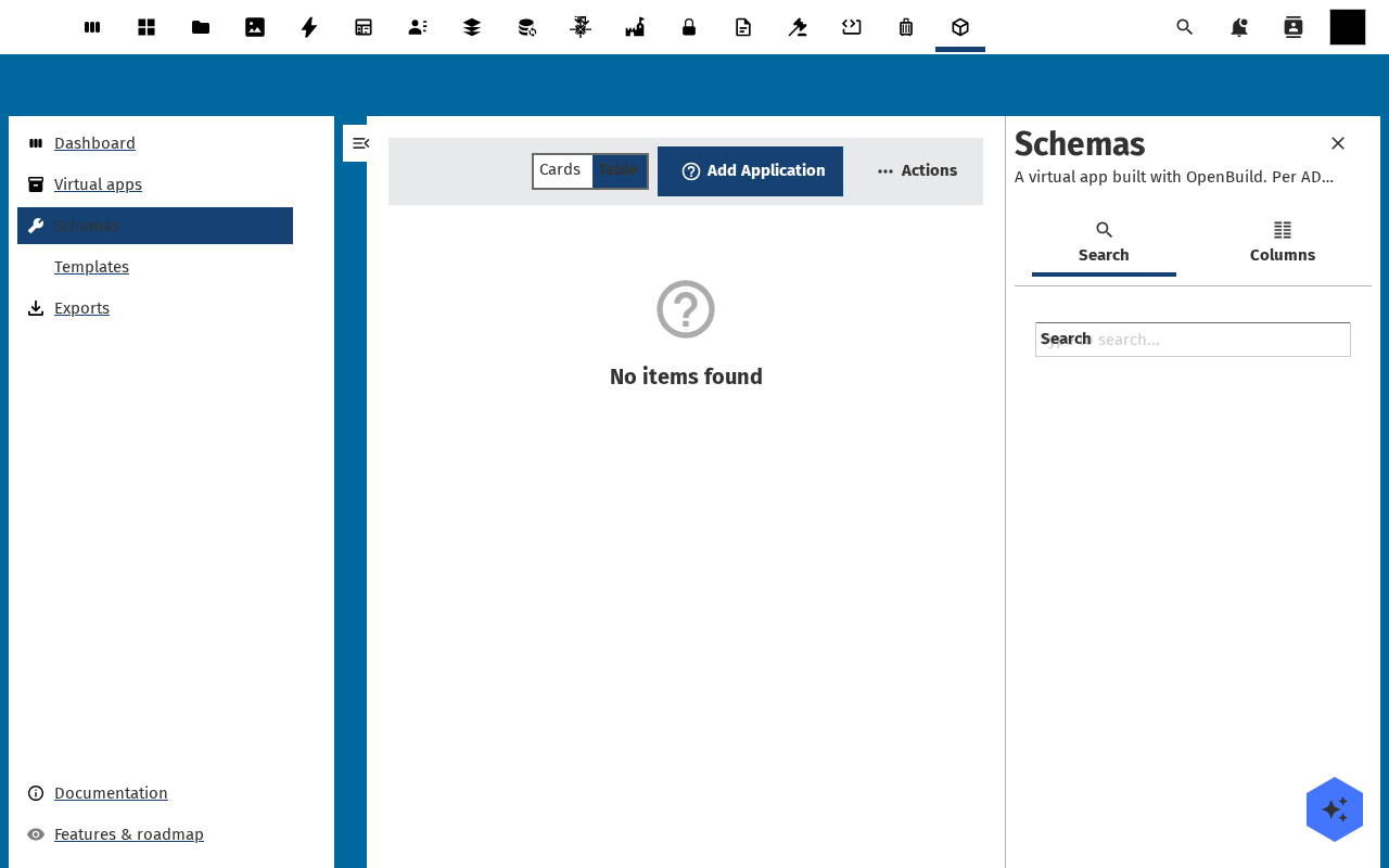 Schema designer empty state